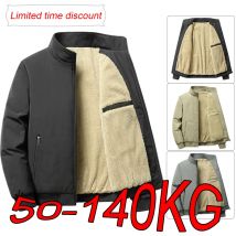 M-8XL Plus Samtjacke Herren Große Größe Winter Dicke Mittleren Alters und Ältere Stehkragen Lässige Business-Cardigan-Jacke