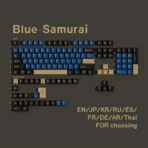 PBT-Tastenkappen FR/DE/ES/RU/KR/EN/AR/Thai/JP Blue Samurai Cherry Profile Dye Sub Tastenkappe für mechanische Tastatur ISO-Layout rainy 75