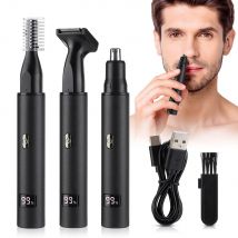 3-in-1 elektrischer Nasen-Ohr-Haarschneider für Männer, LED-Anzeige, Augenbrauen, Bart, Haarschneidemaschine, Rasierer, USB wiederaufladbar, einfache Reinigung