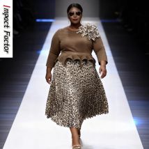 2025 Autumn New African Wrinkled Leopard Print Suit Elastic Waist Thin Medium and Long Skirt Miyake Two-piece Set