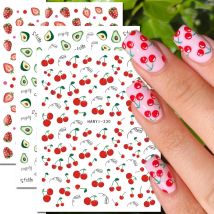 Decalcomanie per Nail Art 3d foglie di palma tropicale fiori frutti cursori adesivi per unghie decorazione per punte per unghie bellezza