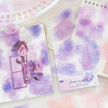 Yoofun 20 teile/los Aquarell Landschaftsbau Material Collage PET Aufkleber Schwimmende Sterne und Mond Kreative DIY Journal Aufkleber