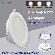 2 stücke Led Downlight Zifferblatt swich cct 3000K 4000K 6000K 6W 10W 14W 17W 24W Spot 220V 110V für home derec Innen Beleuchtung