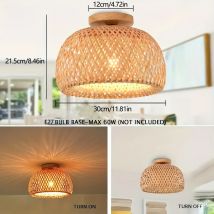 Lampadario a vite di bambù realizzato a mano |   Base CE 220V E27 in stile tropicale |   Decorazioni per la casa per interni ed esterni