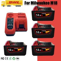 For Milwaukee 18V battery M18-HB3 high energy battery  12AH , original Milwaukee M12-18FC charger 48-11-1815