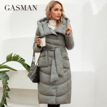 GASMAN 2023 Mode Parkas frauen Casual Mit Kapuze Tasche Gürtel Frauen Unten Jacke Weibliche Mäntel Outwear 82032