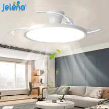 Jelena Ventilatore invisibile con 3 pale retrattili Ventilatore da soffitto per soggiorno camera da letto con luce Lampada da ventilatore moderna intelligente a LED con telecomando