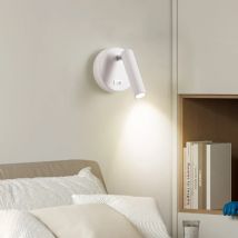 Schlafzimmer Nachttisch Lesewandlampe Metallgehäuse Runde Schwarz Weiß Wandleuchte Spotlichter Drehbare LED Moderne Hotel Lüster Mit Schalter