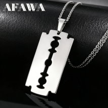 Hiphop Rasierklingen-Anhänger Halskette für Männer Edelstahl Männlicher Rasierer-Klingenform Ketten-Schmuck N443S01