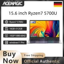 ACEMAGIC Laptop da gioco da 15,6 pollici Ryzen 7 5700U DDR4 16GB SSD 512GB portatile per lavoro e gioco 4.3GHz tastiera retroilluminata 1920 * 1080 Win11