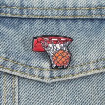 Perfect Shooting UV Printing Pins Cartoon Basketball Brooches Lapel Badges Fun Sports Jewelry Gift for Kids Friends