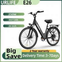 URLIFE E26 Rower elektryczny idealny do dojazdów miejskich, silnik 250W, rama z aluminium, akumulator 48V 10.4AH, opony 26 cali.