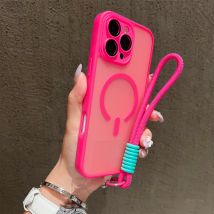 Klare Magsafe stoßfeste Stoßstangen-Matte-Hülle für iPhone 17, 16, 14, 13, Mini, 15, 12, 11 Pro Max Plus, Lanyard-Handgelenkschlaufe, magnetische Abdeckung
