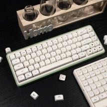 Milchweiße Welpen-Tastenkappen, 124-Tasten, MOA-Tastenkappen, farbstoffsublimierte PBT-Tastenkappen, süßer Kätzchenhund, kleine Schriftart für mechanische Tastaturen