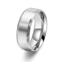 8 mm Titanstahl-Herrenring, facettierter Rand, gebürstete Oberfläche, dicker minimalistischer Schmuck für Männer, Ehering, moderne männliche Accessoires