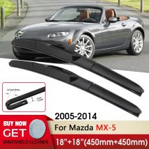 Car Wiper RHD & LHD Front Wiper Blade 18"+18" For Mazda MX-5 2005-2014 Fit U Hook Arm Windshield Windscreen Front Window