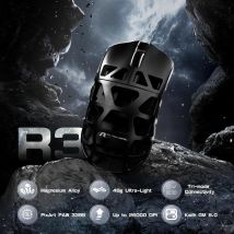 Attack Shark R3 Mouse da gioco Wireless, PAW3395 fino a 26K DPI 8KHz tasso di ritorno, lega di magnesio 46G Design scavato ultraleggero, Tri