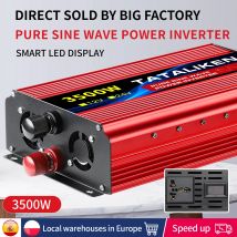 Inversor de onda sinusoidal pura de 3500W, 12V a 220V, 50HZ, convertidor de potencia para coche con pantalla LCD para camión, barco, Camping, hogar