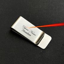 Geldklammer aus Edelstahl mit Lasergravur, Name, minimalistischer Hardware-Kartenhalter, Banknotenhalter aus Metall