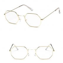 Small Hexagon Alloy Gold Frame Glasses Classic Retro Optics Eyeglasses Transparent Clear Lens Women Men Espectacles Female