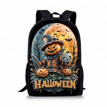 Halloween-Kürbis-Serie, einlagiger Rucksack für Jungen/Mädchen, Kinder, beste Geschenke, 2D-flache Cartoon-Schultaschen für Schüler