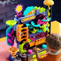 Pädagogisches Montessori-Spielzeug, mehrschichtiges Track-Abenteuerspiel, Schienen-Rollball-Modell, interaktives Gehirn für Kinder und Kinder