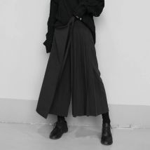 Mexzt y2k harajuku Hosen mit weitem Bein Frauen schwarz übergroße Falten hose Gothic japanische Bandage unregelmäßige Baggy Straight Pants
