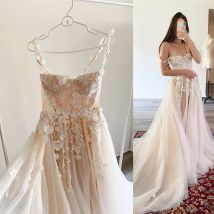 Charmante Brautkleider mit zwei Trägern, 3D-Fliwer-Spitze-Applikation, Brautkleid in A-Linie nach Maß, 2025, Vestido De Noiva