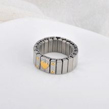 JeeMango Mode Herz Elastische Seil Ringe für Frauen 18K Gold Überzogene Einstellbare Edelstahl Handgemachten Schmuck JR24079