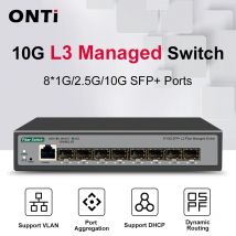 Porte ONTi 8 10Gb SFP+ L3 Switch di rete gestito Supporto DHCP e percorso dinamico Supporto Divisione VLAN e aggregazione delle porte