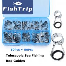 FishTrip Teleskop-Angelrutenführung, 10–80 Stück, gemischte Größe, Fischruten-Reparaturset, oberes Set, Ersatzset für Floß-Angelzubehör