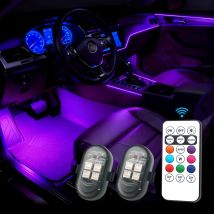 Upgrade RGB Car Atmosphere Lights, Larger Battery & Brighter, Type-C Charging Cable, Wireless Remote Multi-Mode for Car Motorcyc