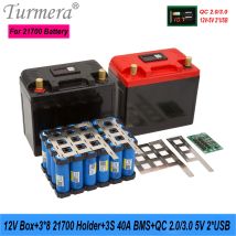 Turmera 12v motorrad batterie gehäuse 3*8 2,1 batterie halter 40a balance bms 5v 2.4a qc3.0 2 * usb port für ups camping power bank