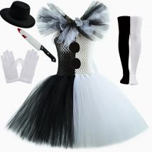 Clown Kostüm Kinder Mädchen Weiß Schwarz Tutu Dress Up Horror Joker Kleid für Kinder Halloween Karneval Party Kostüme
