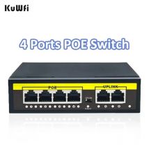 Przełącznik KuWFi 48V POE 100Mbps Ethernet z 4-portowym przełącznikiem Wifi Smart IP RJ45 Przełącznik wtryskiwaczy do kamery IP CCTV