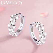 Pendientes de aguja de Plata de Ley 925 para mujer, joyería de alta calidad a la moda para boda, flor de circón de cristal, perno bonito