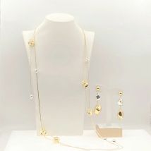 Yulaili Luxus Design Hochzeit Braut lange Kette Schmuck Set hochwertige Gesicht Anhänger zweifarbige Ohrringe vergoldet Schmuck Set