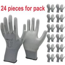 NMSafety High Quality 24 Pieces/12 Pairs Work Gloves With PU Rubber Palm Coating Safety Protective Glove