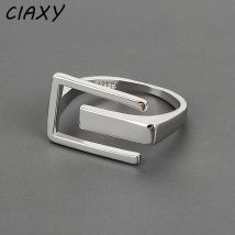 CIAXY Silver Color Geometric Glossy Rings for Women Personality Adjustable Ring Fashion Creativity  Jewelry
