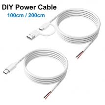 DIY USB C auf 2-poliges Stromkabel mit offenem Ende, 5 V USB-Typ-C-Stecker, 2-poliges Pigtail-Kabel, zum Austausch oder Reparieren von Typ-C