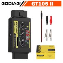 GODIAG GT105 II ECU IMMO Prog AD OBD2 Break Out Box Connector Display Fahrzeugspannung Autobatterie unten als 11V Alarmaufforderung