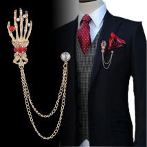 Terro Skelett Hand Broch 1pc Zink legierung Kristall für Männer und Frauen Luxus trend ige Design Schmuck Geschenke Party Pin Kleidung Accesso