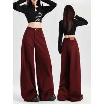 Rote Baggy-Jeans für Damen, Harajuku-Denim-Hose, japanischer 2000er-Jahre-Stil, Y2k-Vintage-Oversize-Jeans mit hoher Taille, modische Kleidung