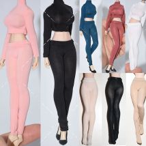 1/12 Women Soldier Pantyhose Smooth Ice Silk Tights Swimsuit One-Piece Tops Pants Bottoms Accessory For 6" Action Figure Body