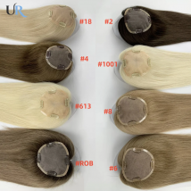 Echthaar-Topper für Damen, Mono-Basis-Haar-Topper, Clips in Echthaar-Perücken, natürliches glattes Haar, blond, 7,6 x 12,7 cm, Haarteile