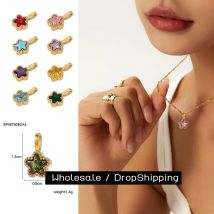 CARLIDANA High Quality Stainless Steel Colorful Mini Crystal Pendant Star Flower Charm Pendant for Bracelet Necklace DIY Jewelry