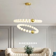 Moderne minimalistische Halskette Glaskugel Pendelleuchte, Wohnzimmer, Esszimmer, Esstischleuchte, hängende Kettenpendelleuchte