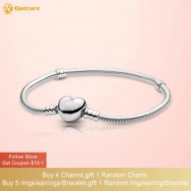 Danturn Authentische 925 Sterling Silber Armband Herz Verschluss Schlange Kette Armband für Frauen Schmuck, Der Geburtstag Geschenk