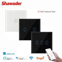 Shawader Smart WiFi Tuya Ewelink Light Wall Switches Touch Glass Panel Wireless Voice Remote Control Alexa Google Home 1/2/3Gang