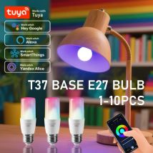 1-10PCS T37 E27 Smart Wifi Led Glühbirne 6W RGBCW WW Kerze Lampe Funktioniert mit Alexa Amazon Google Home Yandex Alice Smartthings